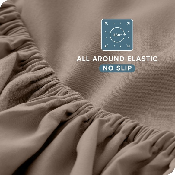 Bare Home Split King Sheet Set - 1800 Ultra-Soft Microfiber Bed Sheets - Taupe - Picture 6 of 8